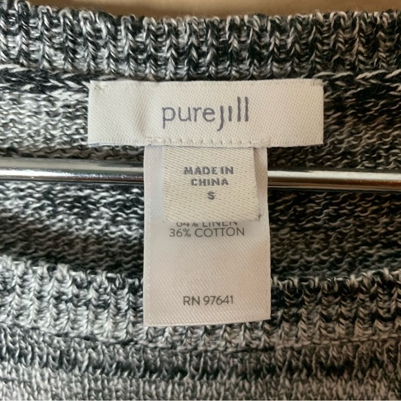 [J. Jill] Pure Jill Heather Gray Short Sleeve Linen Blend Top - Picture 4 of 7